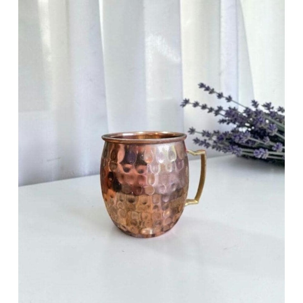 Vintage Hammered Copper Moscow Mule Mug Solid Brass Handle